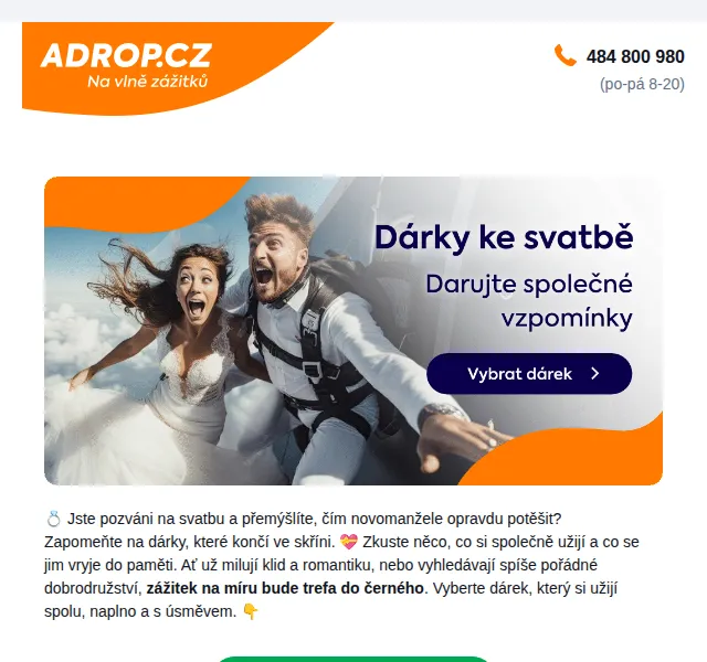 Adrop.cz: Svatební zážitkové dárky – květen 2026 | Nuslet.cz
