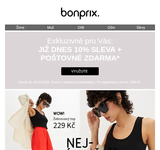 bonprix: 10% sleva + poštovné zdarma – červen 2026 | Nuslet.cz
