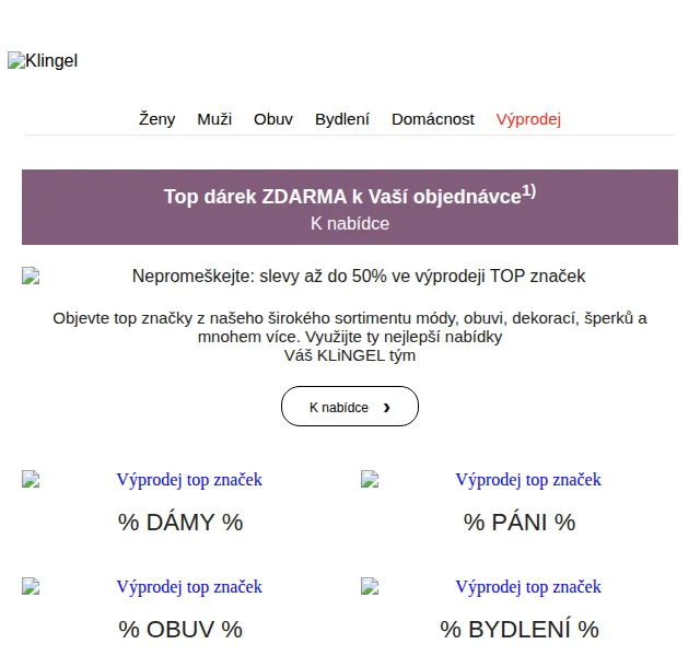 KLiNGEL.cz: Slevy až 50 % + dárek zdarma – červen 2026 | Nuslet.cz