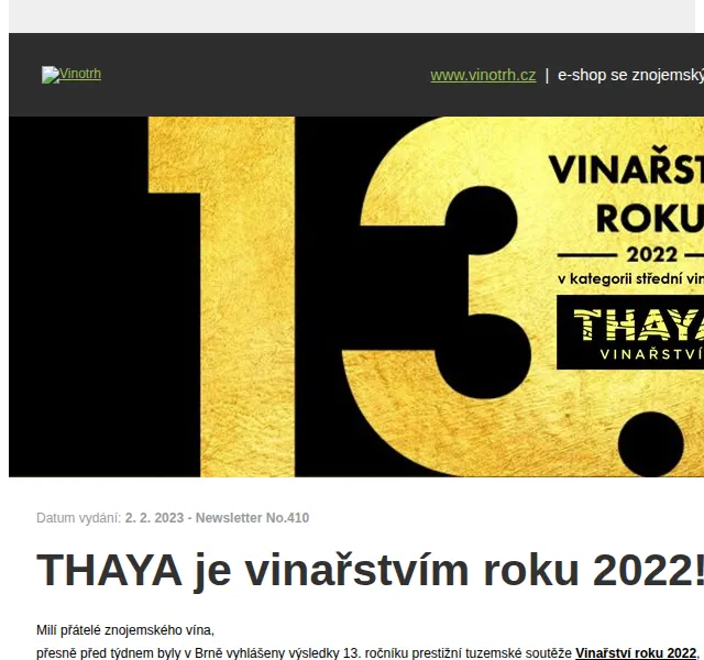 Vinotrh: Kolekce THAYA Vinařství roku 2022 – červen 2026 | Nuslet.cz