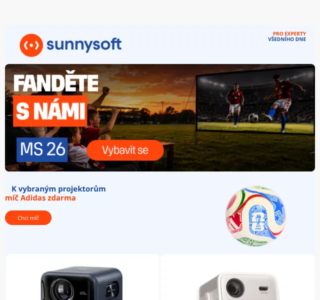 Sunnysoft.cz: Projektory se slevou k MS 2026 – červen 2026 | Nuslet.cz