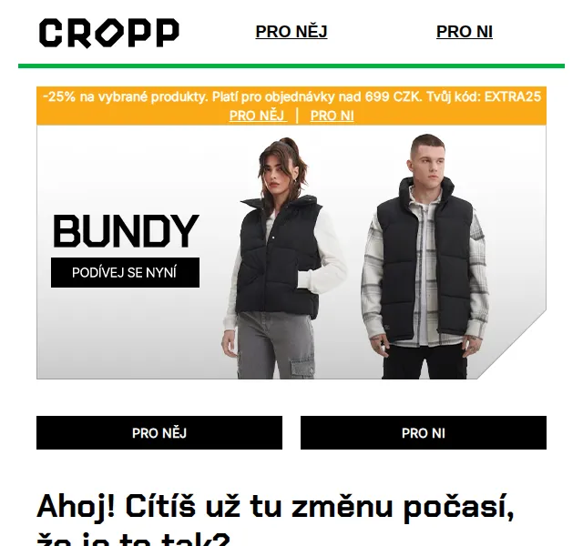 Cropp: Sleva 25 % na bundy a mikiny – červen 2026 | Nuslet.cz
