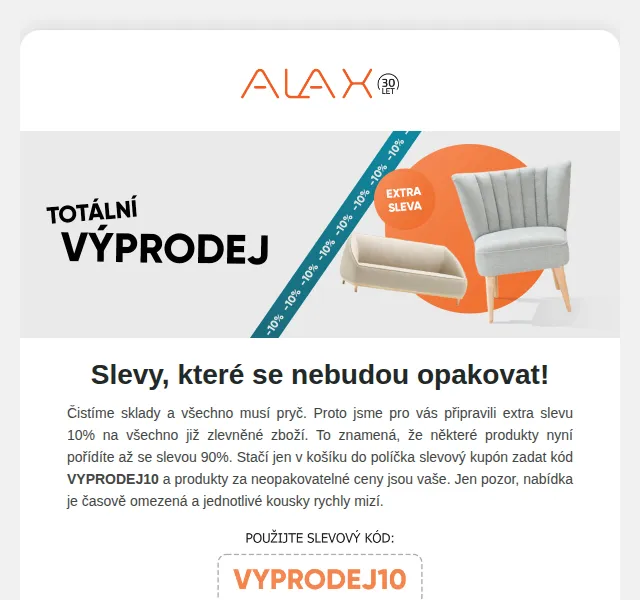 ALAX nábytek: Výprodej až 90 % – červen 2026 | Nuslet.cz