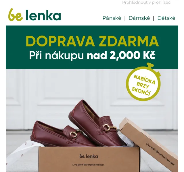 Be Lenka: Doprava zdarma od 2000 Kč – květen 2026