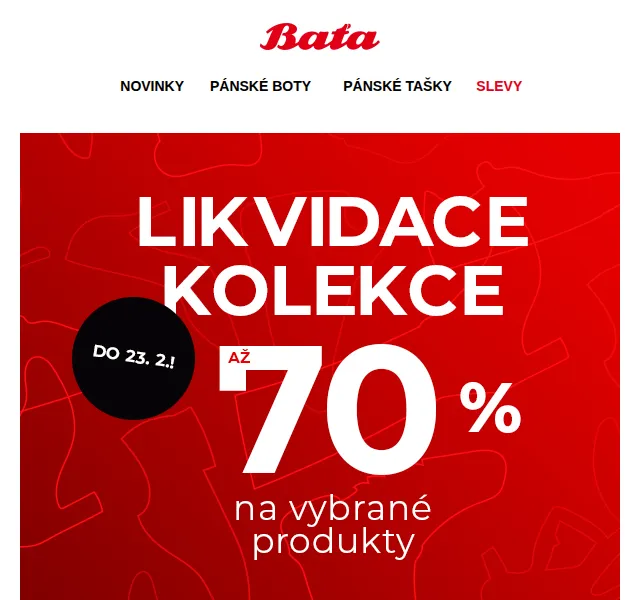 Baťa: Finální likvidace kolekce s 70% slevou – červen 2026 | Nuslet.cz