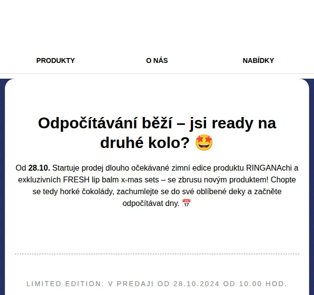 RINGANA: Vánoční limitka FRESH lip balm set & RINGANAchi punch – říjen 2024 | Nuslet.cz