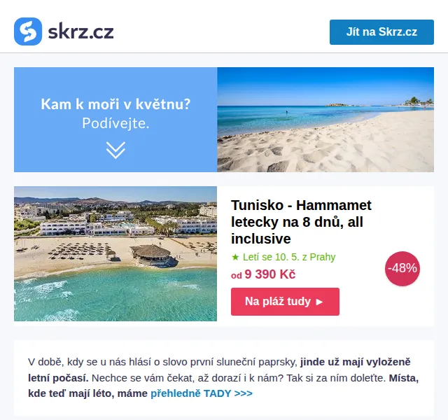 Skrz.cz: Last minute zájezdy – Tunisko od 9 390 Kč, Kanáry od 11 990 Kč – červen 2026 | Nuslet.cz