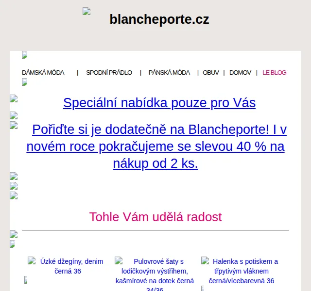 Blancheporte: Sleva 40 % na nákup od 2 ks – červen 2026 | Nuslet.cz