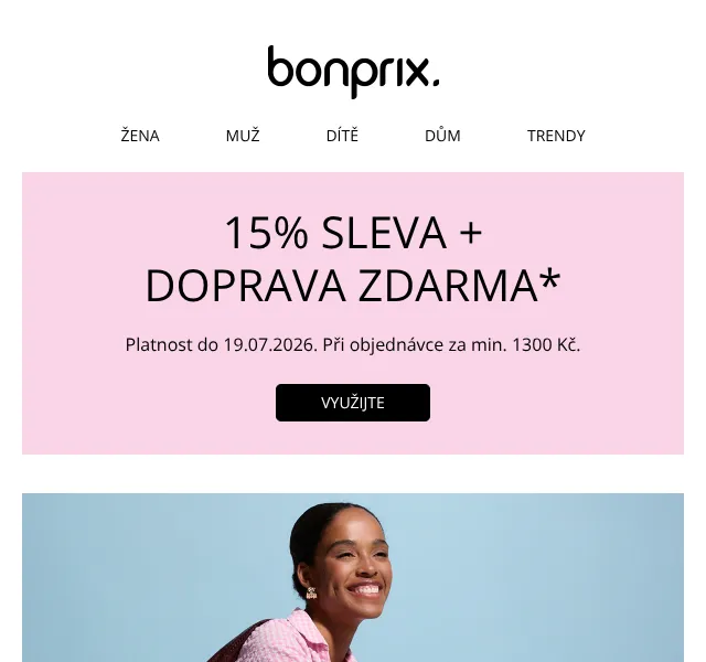Bonprix: -15 % + doprava zdarma – červená a růžová móda – červenec 2026 | Nuslet.cz