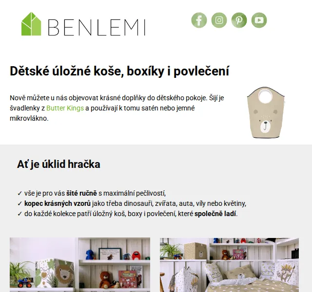 Michal z rodiny Benlemi: Dětské úložné boxy a koše – červen 2026 | Nuslet.cz