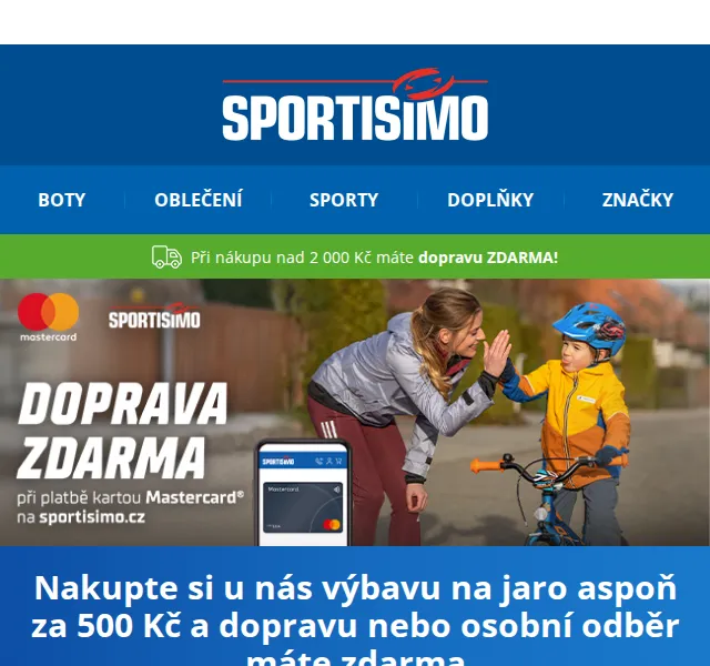 Sportisimo.cz: Doprava zdarma při platbě Mastercard – červen 2026 | Nuslet.cz