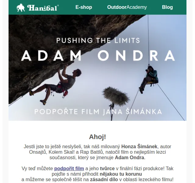 Hanibal.cz: Podpořte film Adam Ondra – červen 2026 | Nuslet.cz