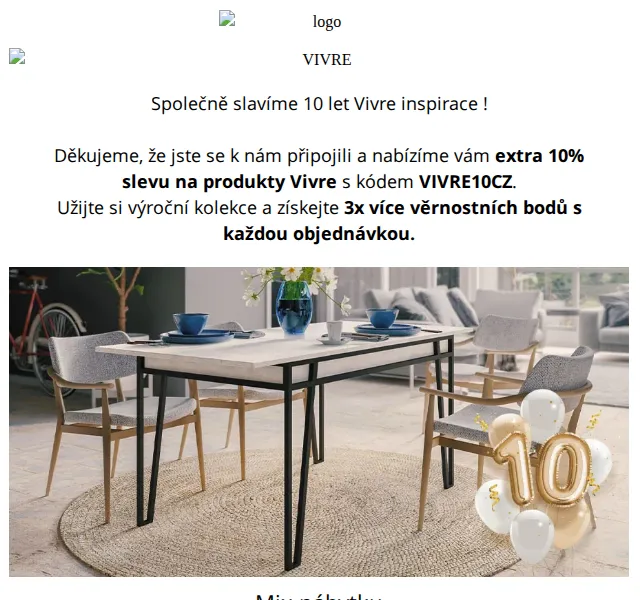 Vivre: Sleva 10 % na nábytek a světla Opviq – červenec 2026 | Nuslet.cz
