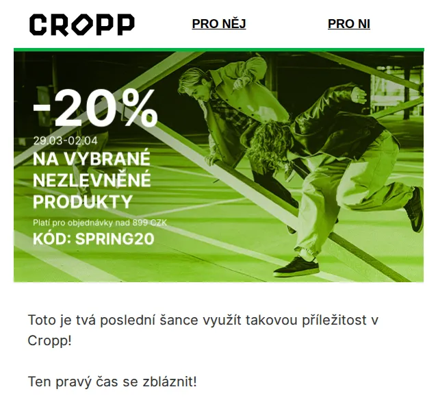 Cropp: Poslední den akce – červenec 2026 | Nuslet.cz