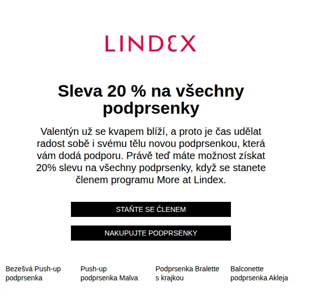 Lindex: 20% sleva na všechny podprsenky – červen 2026 | Nuslet.cz