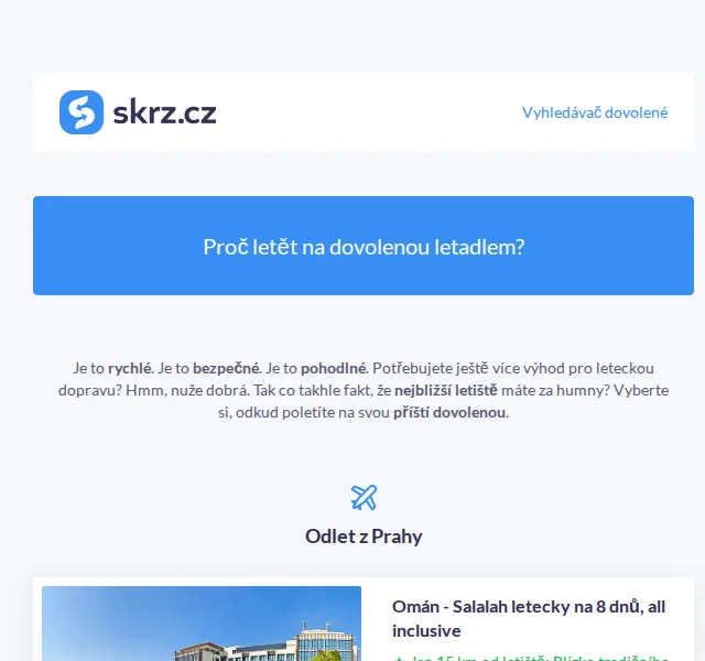 Vánoce na Skrz: Letecké zájezdy z Prahy, Brna i Ostravy – červen 2026 | Nuslet.cz