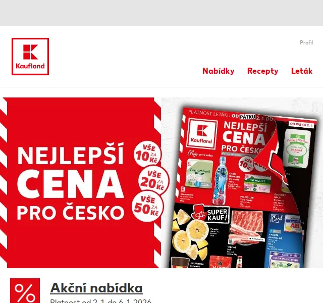 Kaufland: Pomelo -61 %, šunka -37 % – duben 2026