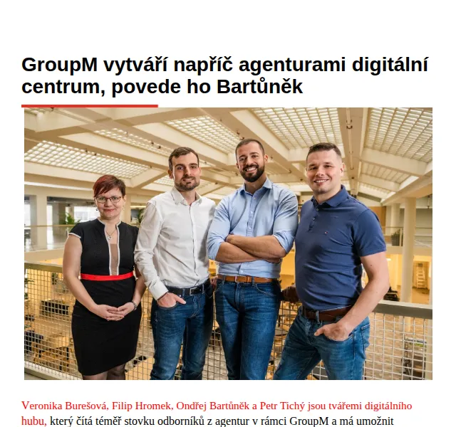 Marketing & Media: GroupM digitální centrum – červen 2026 | Nuslet.cz