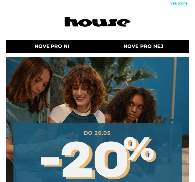 HOUSE: -20 % na poslední kusy z kolekce – červen 2026 | Nuslet.cz