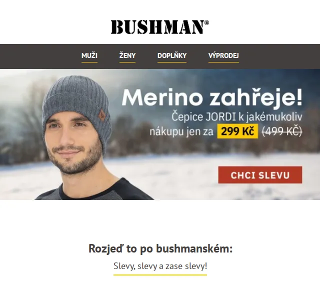 BUSHMAN: Zimní slevy až 70 % – červen 2026 | Nuslet.cz