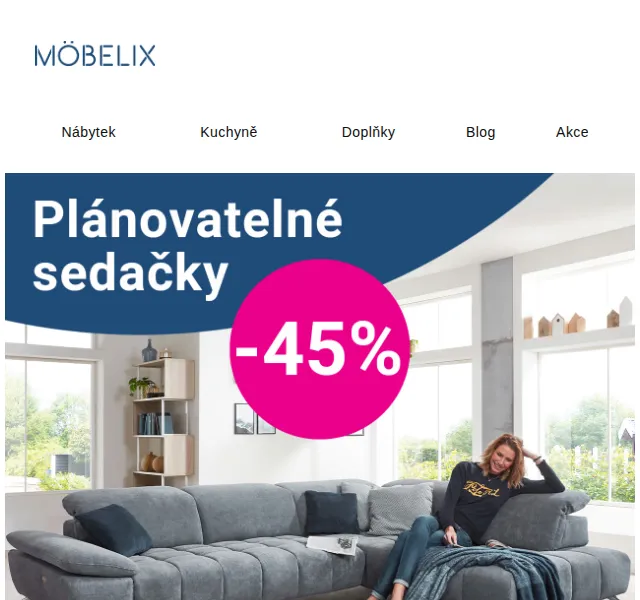 Möbelix: Sleva -45 % na sedačky – červen 2026 | Nuslet.cz