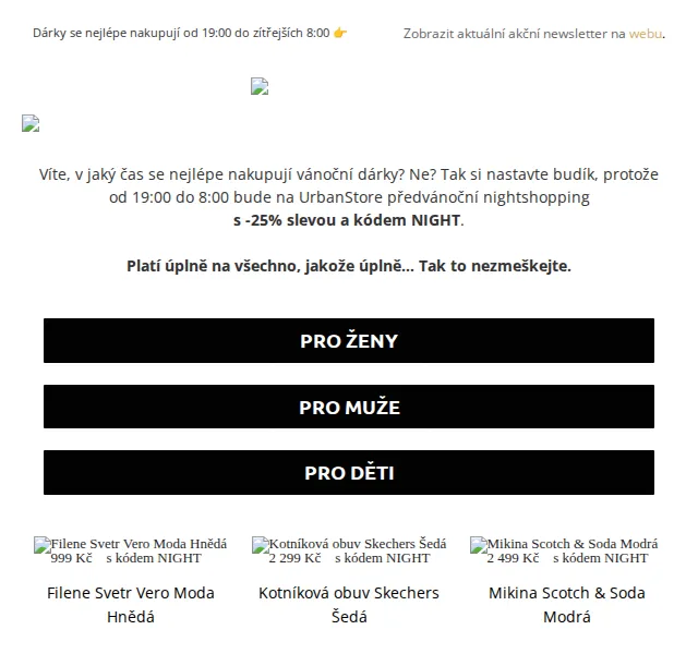 UrbanStore: Nightshopping sleva 25 % na vše – červen 2026 | Nuslet.cz