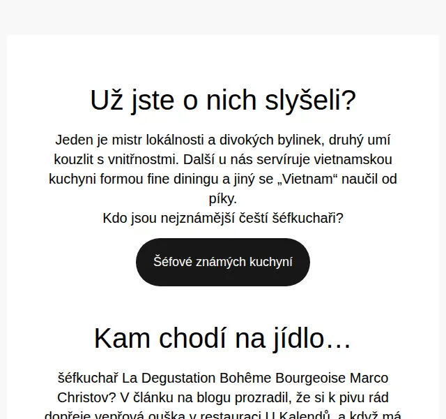 Jídlo a radost: Průvodce nejznámějšími českými šéfkuchaři – červen 2026 | Nuslet.cz
