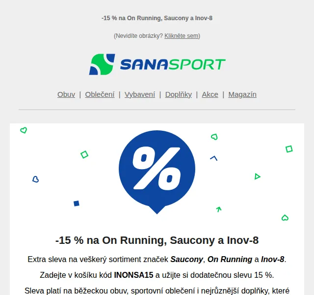 Sanasport: Vše od Inov-8, Saucony a On Running o 15 % levněji – červen 2026 | Nuslet.cz