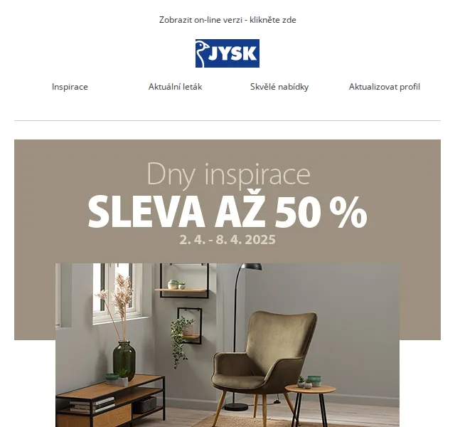 JYSK: Dny inspirace se slevami až 50 % – červen 2026 | Nuslet.cz