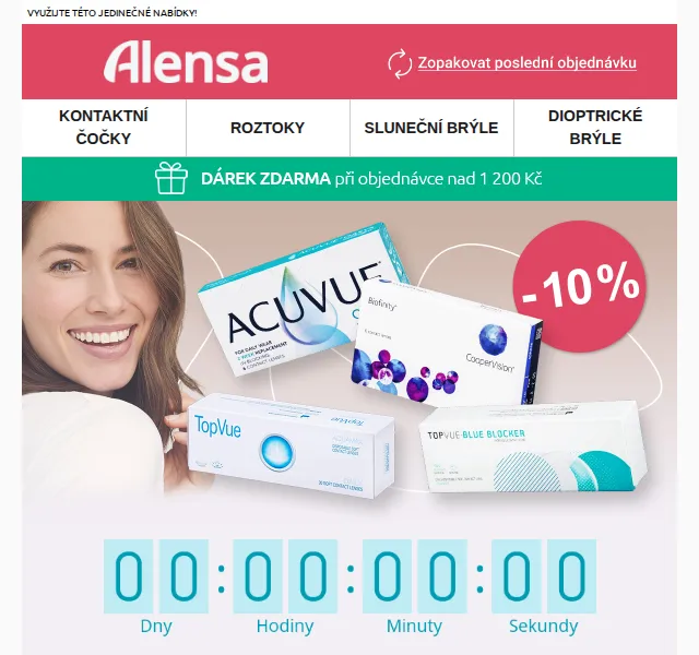 Alensa: 10% sleva na kontaktní čočky – červen 2026 | Nuslet.cz