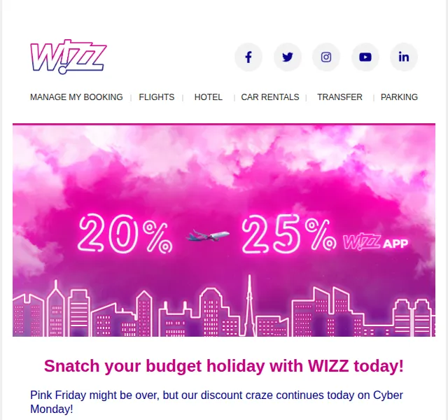 Wizz Air: sleva až 25 % na letenky – červen 2026 | Nuslet.cz