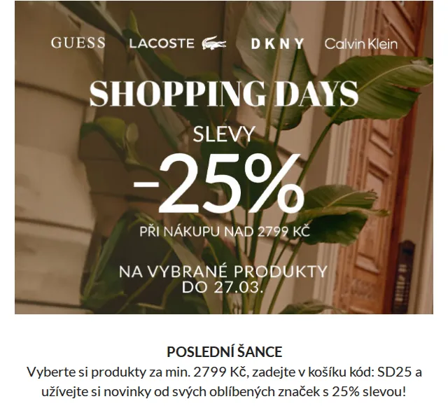 Modivo: sleva 25 % na Guess, Calvin Klein, Tommy Hilfiger – červenec 2026 | Nuslet.cz