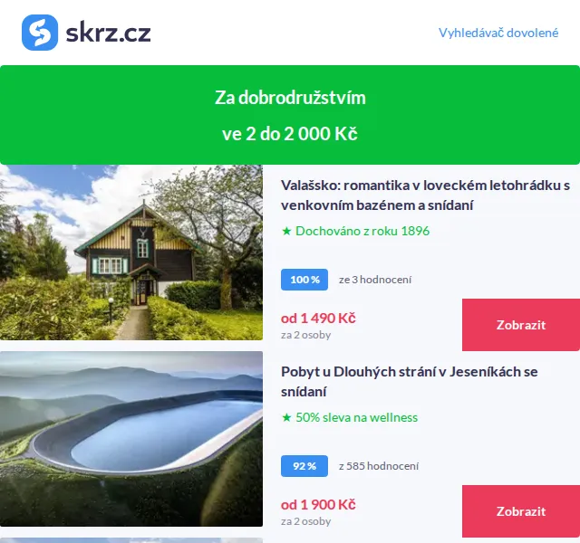 Vánoce na Skrz: Boží dovolená pro 2 do 2 000 Kč – červen 2026 | Nuslet.cz