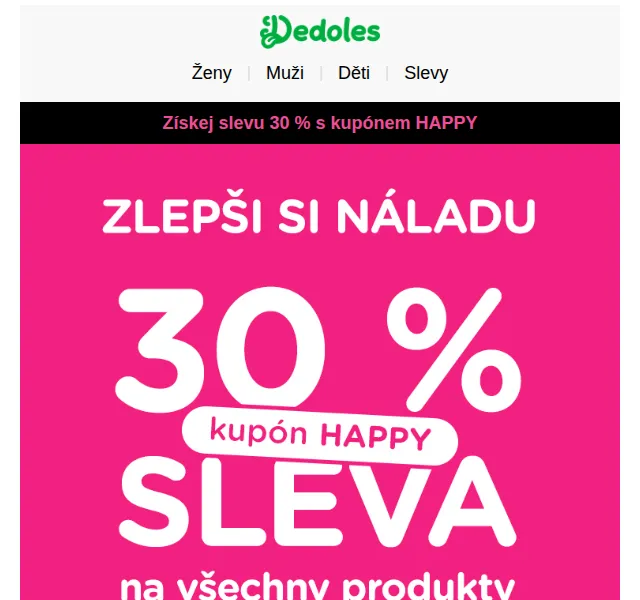 Dedoles.cz: 30% sleva na vše – červen 2026 | Nuslet.cz