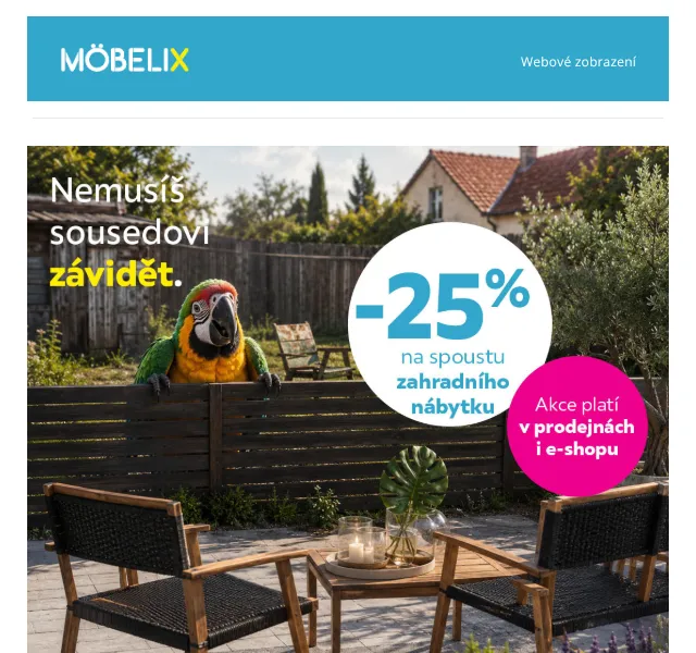 Möbelix: Zahradní nábytek -25 % – červenec 2026 | Nuslet.cz