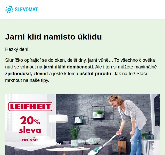 Slevomat: Úklid bez námahy – až 20% sleva Leifheit – červen 2026 | Nuslet.cz