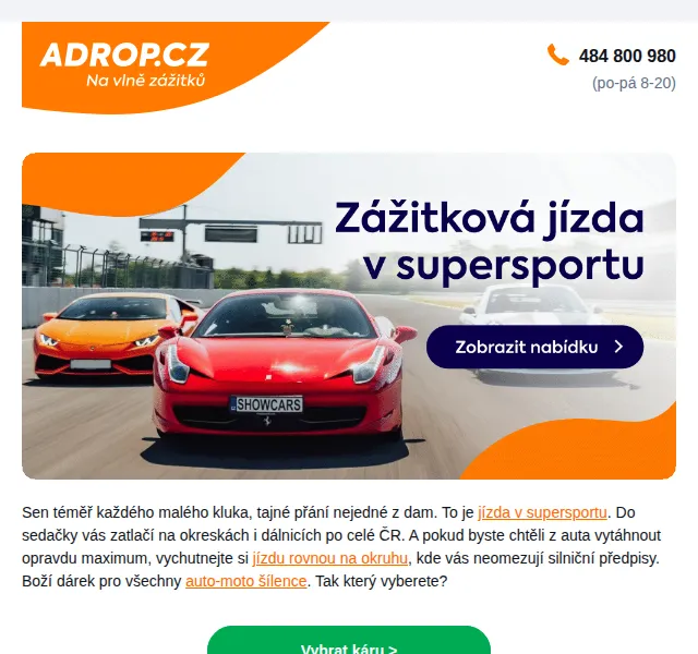 Adrop: Zážitkové jízdy v supersportech – červenec 2026 | Nuslet.cz