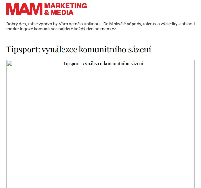 Marketing & Media: komunitní sázení Tipsport – červenec 2026 | Nuslet.cz