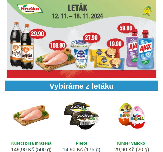 Váš HRUŠKA tým: Kuřecí prsa 149,90 Kč – červenec 2026 | Nuslet.cz