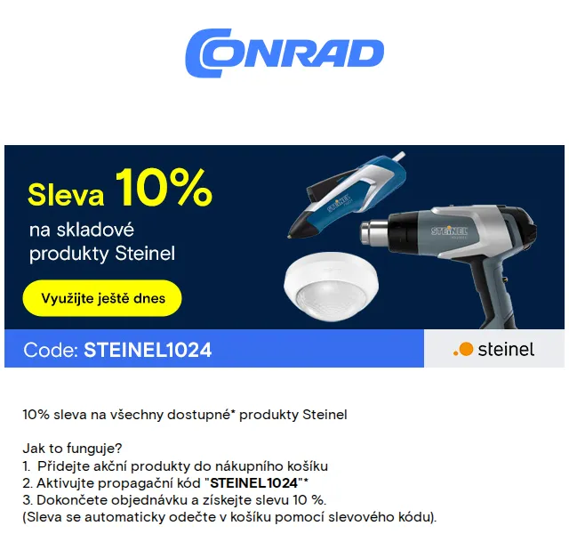Conrad Electronic: 10% sleva na Steinel – červen 2026 | Nuslet.cz