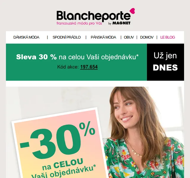 Blancheporte: Sleva 30 % na módu a bytový textil – červen 2026 | Nuslet.cz