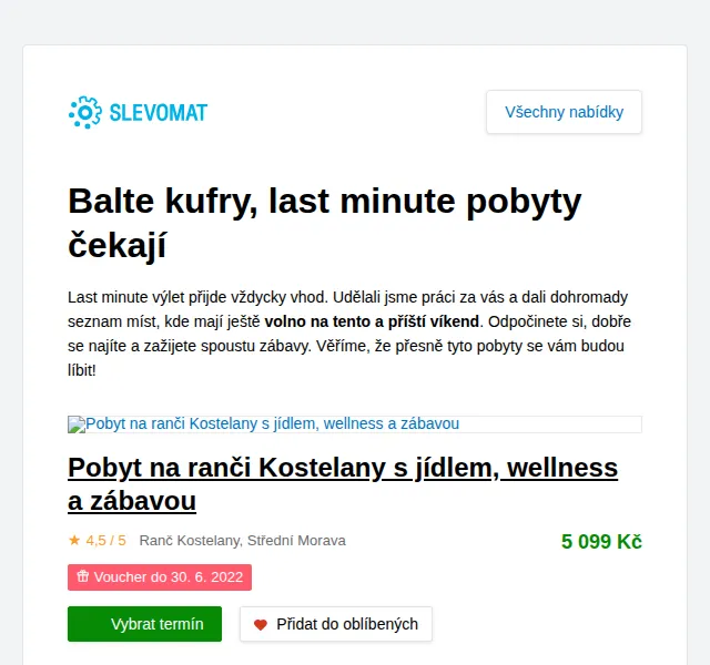 Slevomat: pobyty s wellness a jídlem od 1 190 Kč – červen 2026 | Nuslet.cz