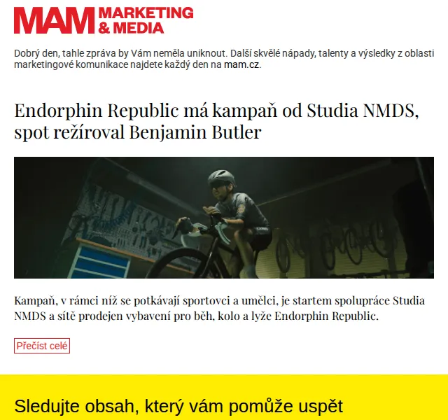 Marketing & Media: Endorphin Republic kampaň od Studia NMDS – červenec 2026 | Nuslet.cz