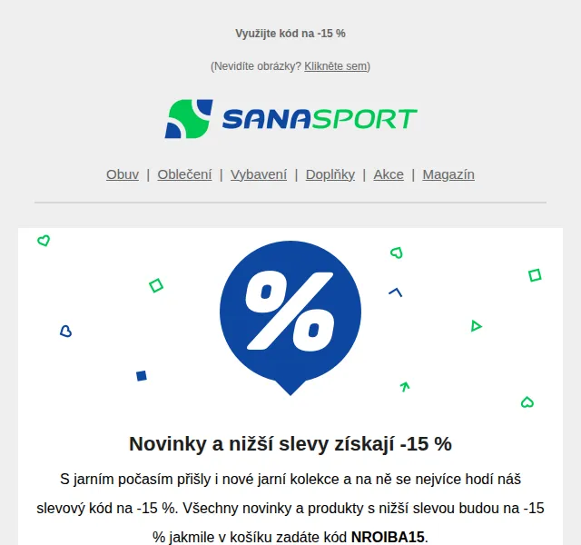 Sanasport: -15 % na novinky a nezlevněné produkty – červen 2026 | Nuslet.cz