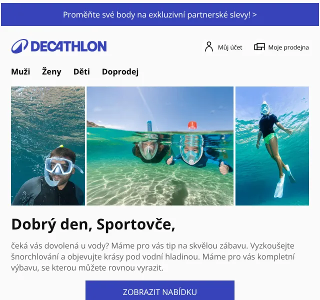 Decathlon: Šnorchlovací sady až -45 % – červenec 2026
