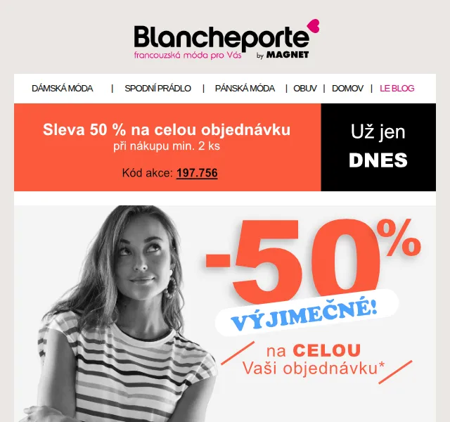 Blancheporte: -50 % na vše – červen 2026 | Nuslet.cz