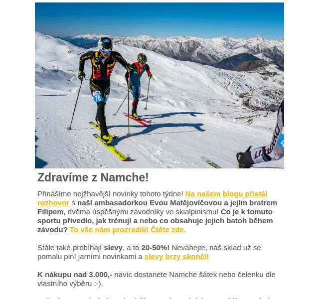 Namcheshop: Skialpinistická výbava a slevy 20–50 % – červen 2026 | Nuslet.cz