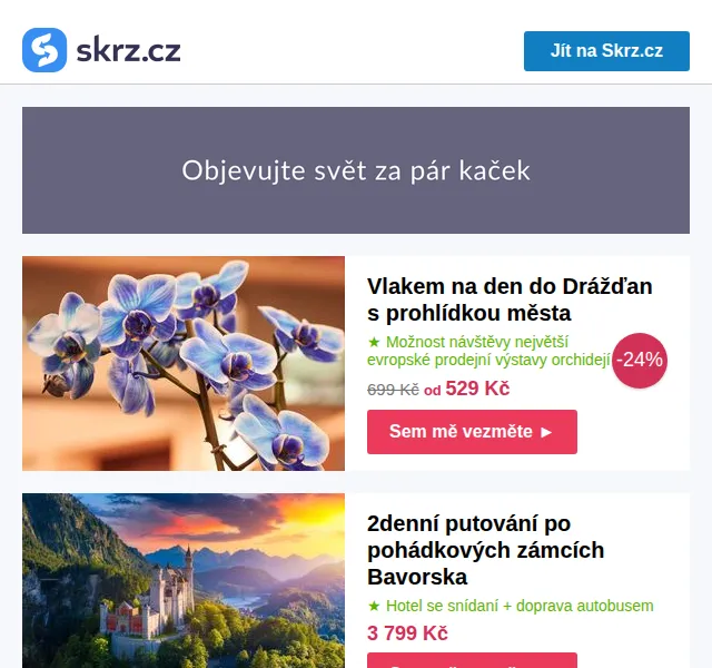 Skrz: Poznávačky do 1 000 Kč – Budapešť, orchideje i Legoland – červen 2026 | Nuslet.cz
