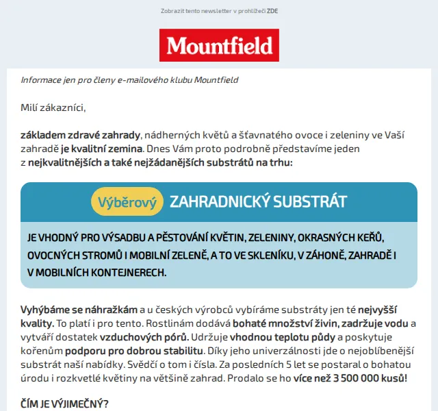 Mountfield: Zahradnický substrát od 155 Kč – červen 2026 | Nuslet.cz