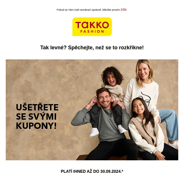Takko Fashion: Sleva až 30% na podzimní módu – červen 2026 | Nuslet.cz